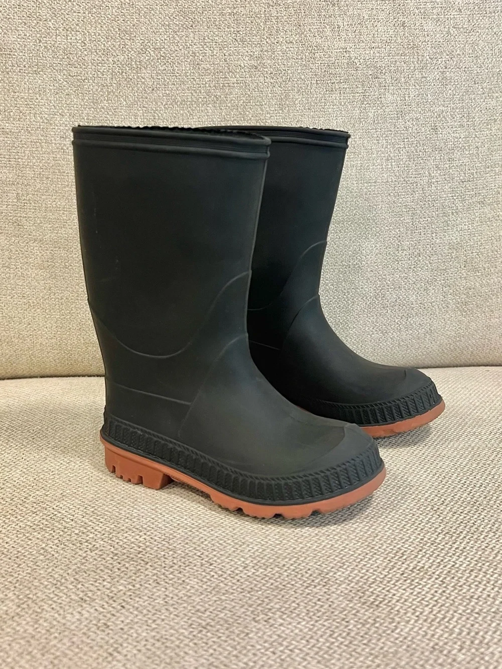 Wonder Nation Size 7/8 Toddler Boy Black Waterproof Rain Boots Rubber Boots